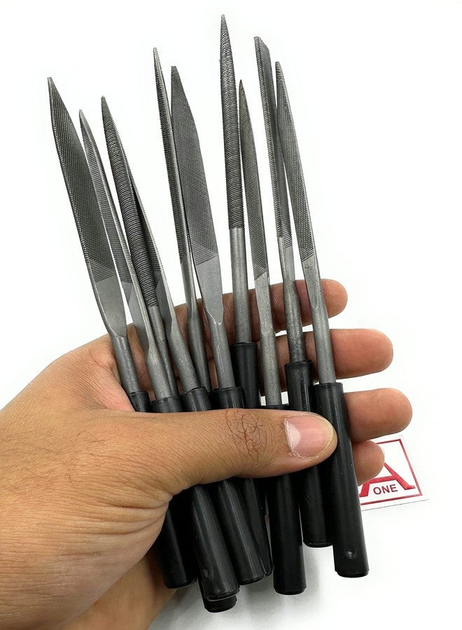 أون مجموعة مبارد Aone، 18 سم × 10 قطع، متعددة الاستخدامات مع مقبض، للبرد والتشكيل والصقل على الذهب والفضة والمعادن اللينة والخشب والبلاستيك وغيرها، لصناعة المجوهرات والساعات والنماذج والحرف اليدوية. - Image 4